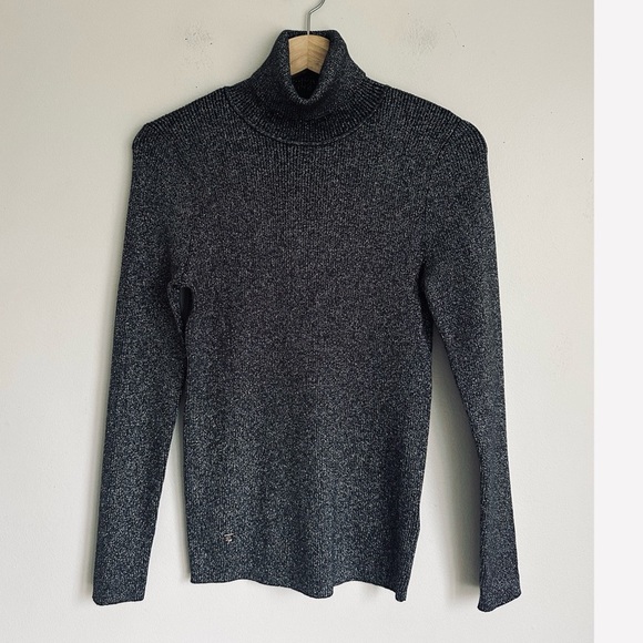 Ralph Lauren • Metallic Ribber Turtleneck Sweater in Black Silver - Picture 2 of 7